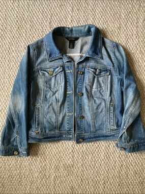 White House Black Market Light Blue Denim Cropped Jacket